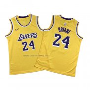 Camiseta Nino Los Angeles Lakers Kobe Bryant NO 24 Amarillo