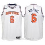 Camiseta Nino New York Knicks Kristaps Porzingis #6 2017-18 Blanco