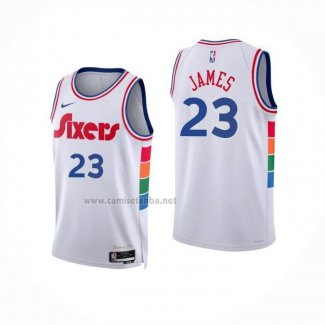 Camiseta Philadelphia 76ers LeBron James NO 23 Ciudad 2024-25 Blanco