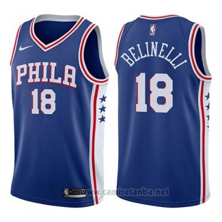 Camiseta Philadelphia 76ers Marco Belinelli #18 Icon 2017-18 Azul