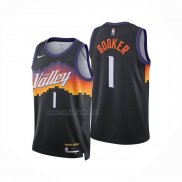 Camiseta Phoenix Suns Devin Booker NO 1 Ciudad 2025-26 Negro