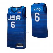 Camiseta USA 2021 Damian Lillard #6 Azul