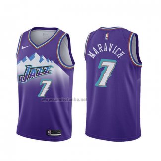 Camiseta Utah Jazz Pete Maravich #7 Classic Edition 2019-20 Violeta