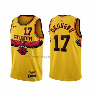 Camiseta Atlanta Hawks Onyeka Okongwu #17 Ciudad 2021-22 Amarillo