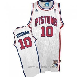 Camiseta Detroit Pistons Dennis Rodman #10 Retro Blanco