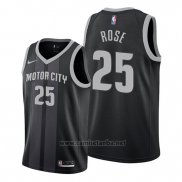 Camiseta Detroit Pistons Derrick Rose #25 Ciudad Negro