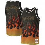 Camiseta Houston Rockets Hakeem Olajuwon #34 Flames Negro