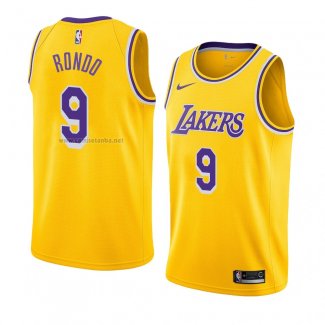 Camiseta Los Angeles Lakers Rajon Rondo #9 Icon 2018-19 Amarillo