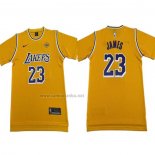 Camiseta Manga Corta Los Angeles Lakers LeBron James NO 23 Amarillo