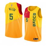 Camiseta Milwaukee Bucks D. J. Wilson #5 Ciudad 2018-19 Amarillo