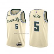 Camiseta Milwaukee Bucks D.j. Wilson #5 Ciudad 2019-20 Crema