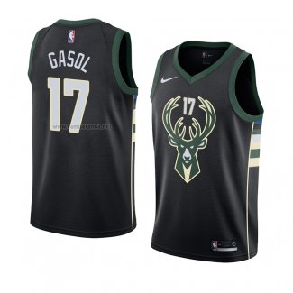 Camiseta Milwaukee Bucks Pau Gasol #17 Statement 2018 Negro