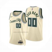 Camiseta Milwaukee Bucks Personalizada Ciudad 2025-26 Crema