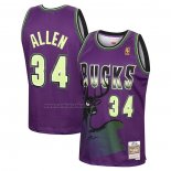 Camiseta Milwaukee Bucks Ray Allen #34 Mitchell & Ness 1996-97 Violeta