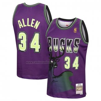 Camiseta Milwaukee Bucks Ray Allen #34 Mitchell & Ness 1996-97 Violeta