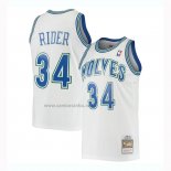 Camiseta Minnesota Timberwolves Isaiah Rider #34 Mitchell & Ness 1995-96 Blanco