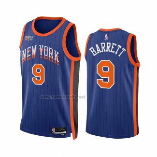 Camiseta New York Knicks RJ Barrett #9 Ciudad 2023-24 Azul