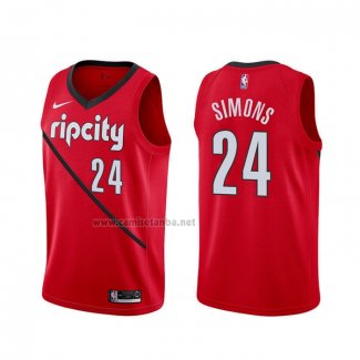 Camiseta Portland Trail Blazers Anfernee Simons #24 Earned Rojo