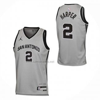 Camiseta San Antonio Spurs Dylan Harper NO 2 Statement 2025-26 Gris
