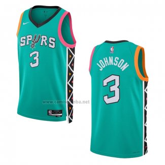 Camiseta San Antonio Spurs Keldon Johnson #3 Ciudad 2022-23 Verde