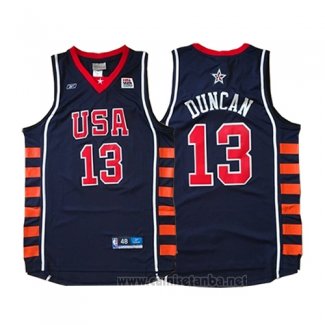 Camiseta USA 2004 Tim Duncan #13 Azul