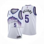 Camiseta Utah Jazz Cody Williams NO 5 Association 2025-26 Blanco  Camiseta Utah Jazz Cody Williams NO 5 Association 2025-26 Blanco