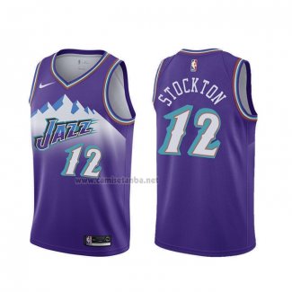 Camiseta Utah Jazz John Stockton #12 Classic Edition 2019-20 Violeta