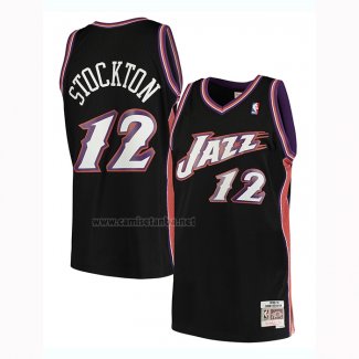 Camiseta Utah Jazz John Stockton #12 Hardwood Classics 1998-99 Negro