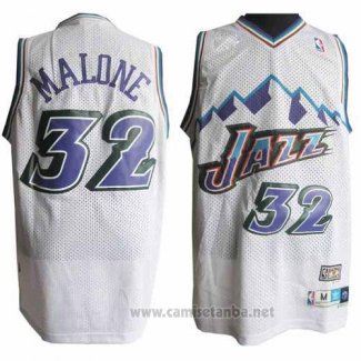 Camiseta Utah Jazz Karl Malone #32 Retro Blanco