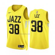 Camiseta Utah Jazz Saben Lee #38 Icon 2022-23 Amarillo