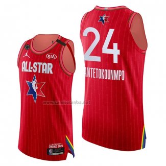 Camiseta All Star 2020 Milwaukee Bucks Giannis Antetokounmpo #24 Autentico Rojo