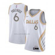 Camiseta Dallas Mavericks Kristaps Porzingis #6 Ciudad 2020-21 Blanco