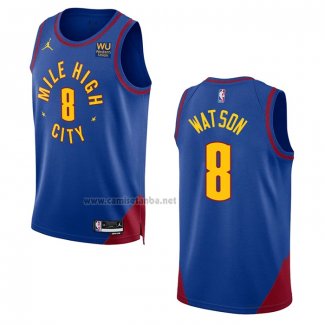 Camiseta Denver Nuggets Peyton Watson #8 Statement 2022-23 Azul