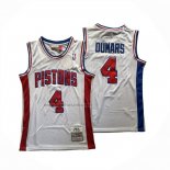 Camiseta Detroit Pistons Joe Dumars NO 4 Mitchell & Ness 1988-89 Blanco