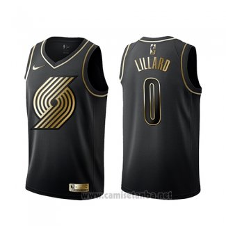 Camiseta Golden Edition Portland Trail Blazers Damian Lillard #0 Negro