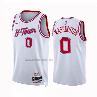 Camiseta Houston Rockets Tyty Washington #0 Ciudad 2023-24 Blanco