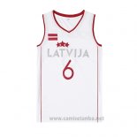 Camiseta Latvija Kristaps Porzingis #6 Blanco