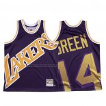 Camiseta Los Angeles Lakers Danny Verde #14 Mitchell & Ness Big Face Violeta