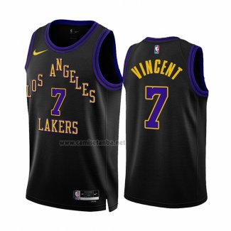 Camiseta Los Angeles Lakers Gabe Vincent #7 Ciudad 2023-24 Negro