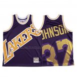 Camiseta Los Angeles Lakers Johnson #32 Mitchell & Ness Big Face Violeta