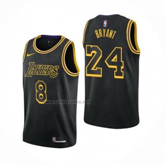 Camiseta Los Angeles Lakers Kobe Bryant #8 24 Black Mamba Negro