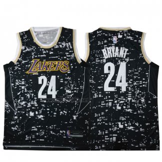 Camiseta Luces de la ciudad Los Angeles Lakers Kobe Bryant #24 Negro