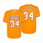 Camiseta Manga Corta Los Angeles Lakers Shaquille O'Neal #34 Amarillo