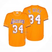 Camiseta Manga Corta Los Angeles Lakers Shaquille O'Neal #34 Amarillo