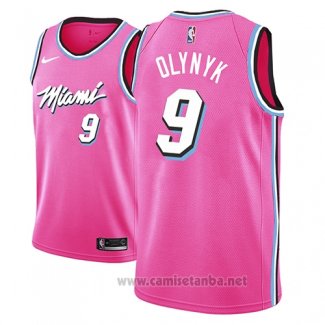 Camiseta Miami Heat Kelly Olynyk #9 Earned 2018-19 Rosa