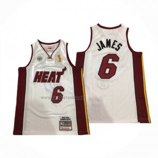 Camiseta Miami Heat LeBron James NO 6 Mitchell & Ness 2012-13 Blanco(1)