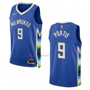 Camiseta Milwaukee Bucks Bobby Portis #9 Ciudad 2022-23 Azul