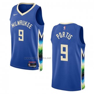 Camiseta Milwaukee Bucks Bobby Portis #9 Ciudad 2022-23 Azul