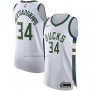 Camiseta Milwaukee Bucks Giannis Antetokounmpo #34 Association Autentico Blanco