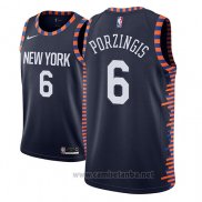 Camiseta New York Knicks Kristaps Porzingis #6 Ciudad 2018-19 Azul